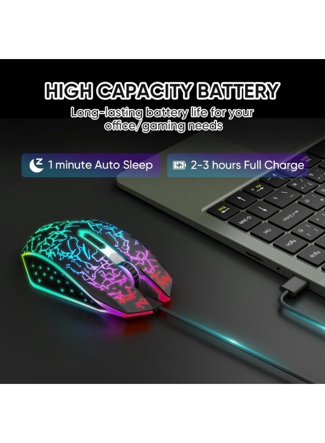 ماوس ألعاب لاسلكي بتقنية بلوتوث، نقرات صامتة، إضاءة RGB، قابل لإعادة الشحن - مستشعر بصري بدقة 1600 نقطة في البوصة، يُشحن عبر منفذ USB-C - Image 3